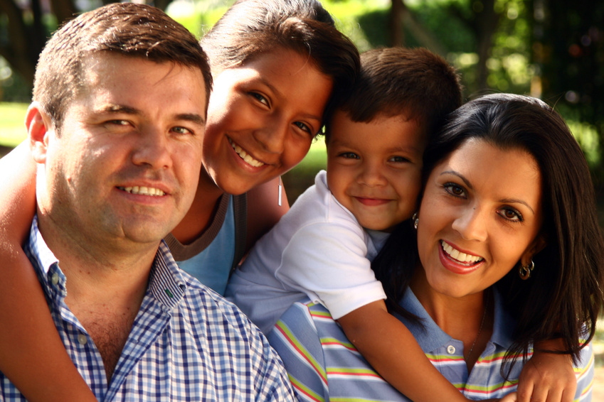 Beautiful family enjoying together in the park